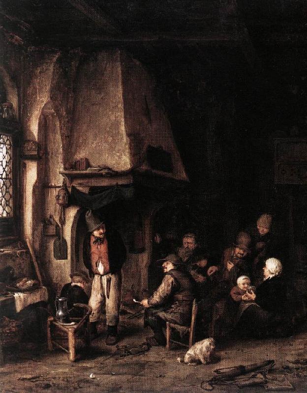 OSTADE, Adriaen Jansz. van Interior of a Farmhouse with Skaters ag oil painting image